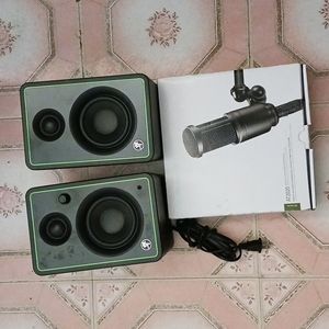 Good quality studio speakers and audio technica AT 2020 microphone with midi usb